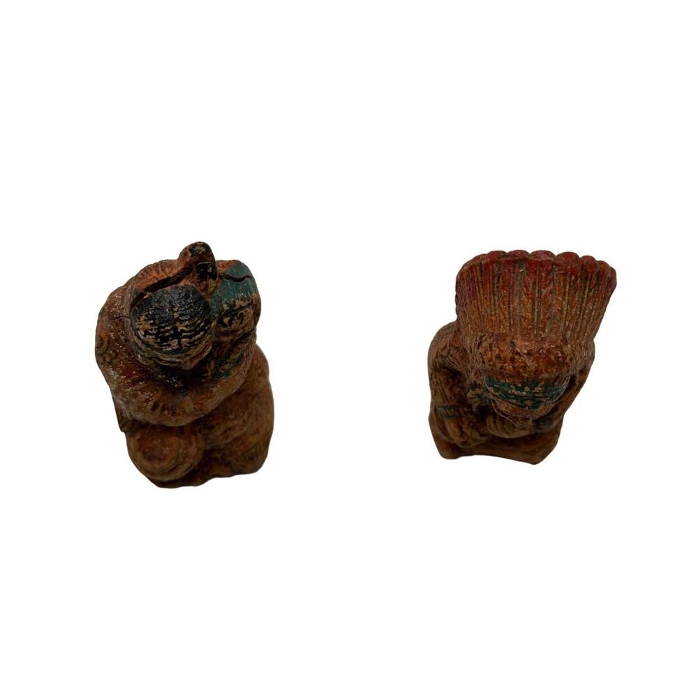 Vintage Native American Salt & Pepper Shakers Wood 1940's Souvenir Collectible - Picture 4 of 11